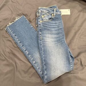 Morrison Straight Leg Jeans Raw Hem Medium Wash Denim NWT